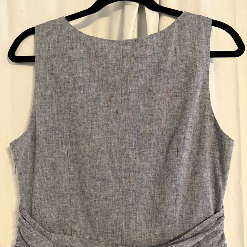 Boden Linen Blend Midi Dress Blue Gray Sleeveless Pockets Women’s 8 - Picture 5 of 9